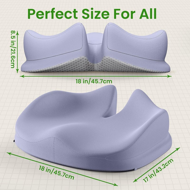 Benazcap Large Seat Cushion for Office Chair Memory Foam Coccyx Pain Relief Cushion Pillow for Back Support Non-Slip Seat Pad for Office Desk, Car Seat, Wheelchair, Sciatica-Blue - Image 5